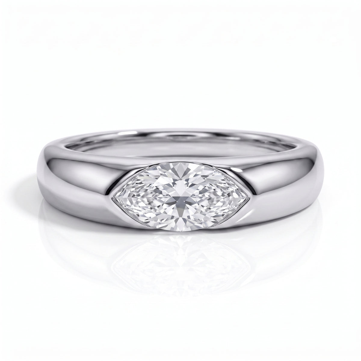 The Alina – Marquise Cut Moissanite Solitaire Ring