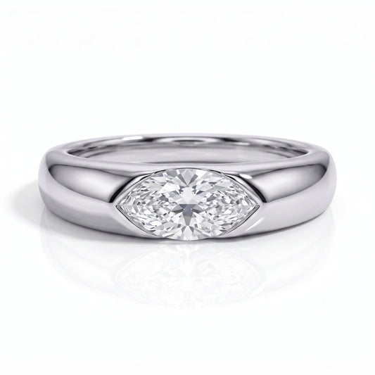 The Alina – Marquise Cut Moissanite Solitaire Ring