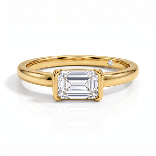 The Lauren - Emerald Cut Moissanite Solitaire Ring
