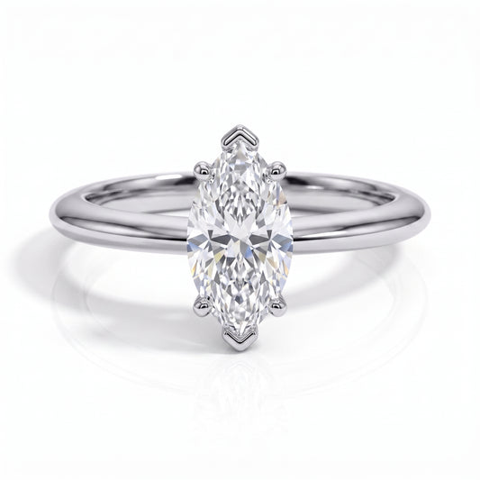 The Eliza - Marquise Cut Moissanite Solitaire Ring