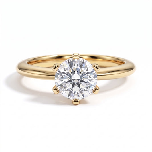 The Classic Gold - Round Brilliant Cut Moissanite Solitaire Ring