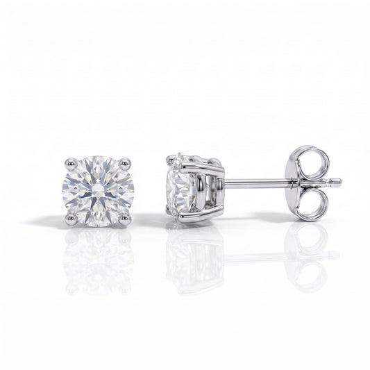 The Zoe - Round Brilliant Cut Moissanite Earrings