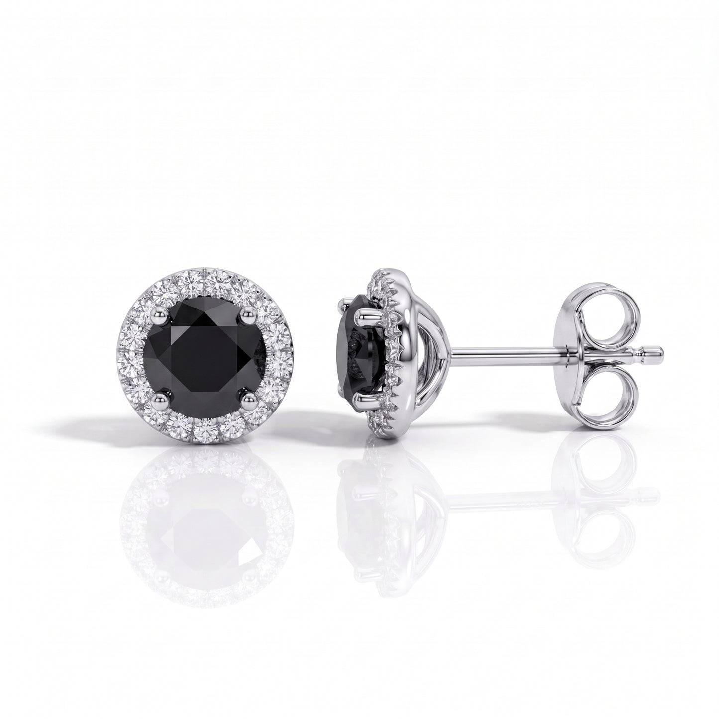 The Ravenna – Black Halo Moissanite Stud Earrings