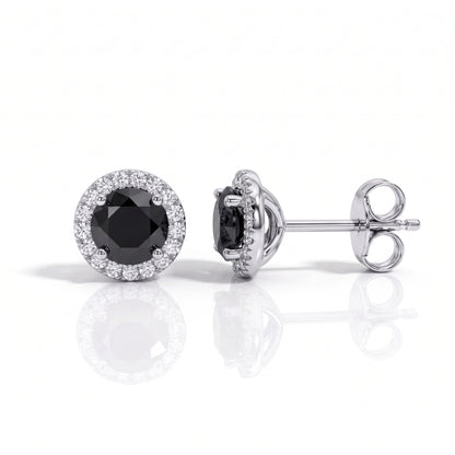 The Ravenna – Black Halo Moissanite Stud Earrings
