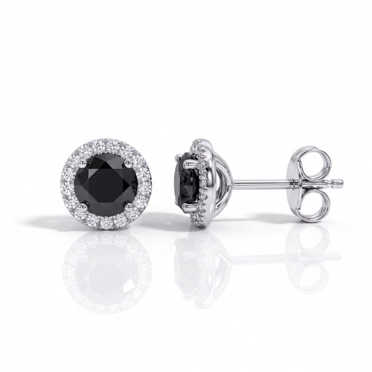 The Ravenna – Black Halo Moissanite Stud Earrings