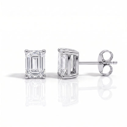 The Eden - Emerald Cut Moissanite Earrings with 10k Gold Posts