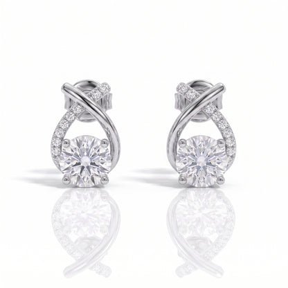The Florence - Round Brilliant Cut Moissanite Earrings