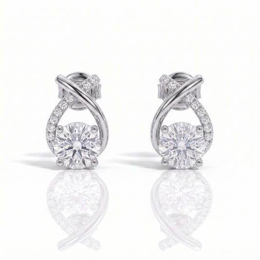 The Florence - Round Brilliant Cut Moissanite Earrings