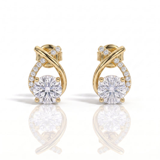 The Florence - Round Brilliant Cut Moissanite Earrings