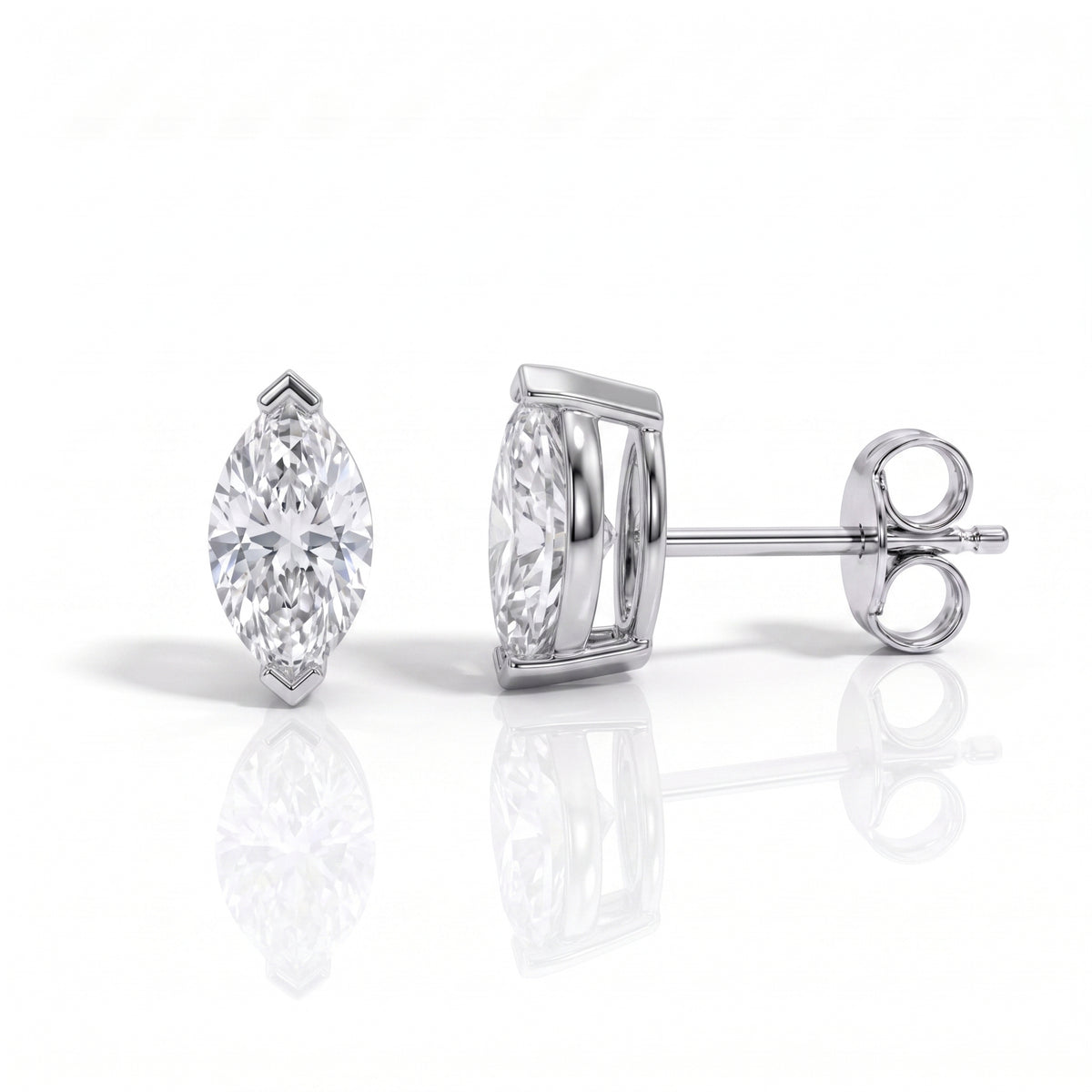The Mireille - Marquise Cut Moissanite Earrings