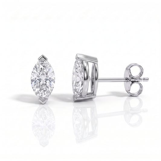 The Mireille - Marquise Cut Moissanite Earrings