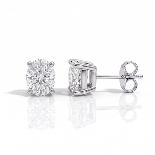 The Stella - Oval Cut Moissanite Earrings with 10k Gold Posts