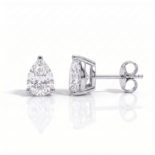 The Melanie - Pear Cut Moissanite Earrings with 10k Gold Posts