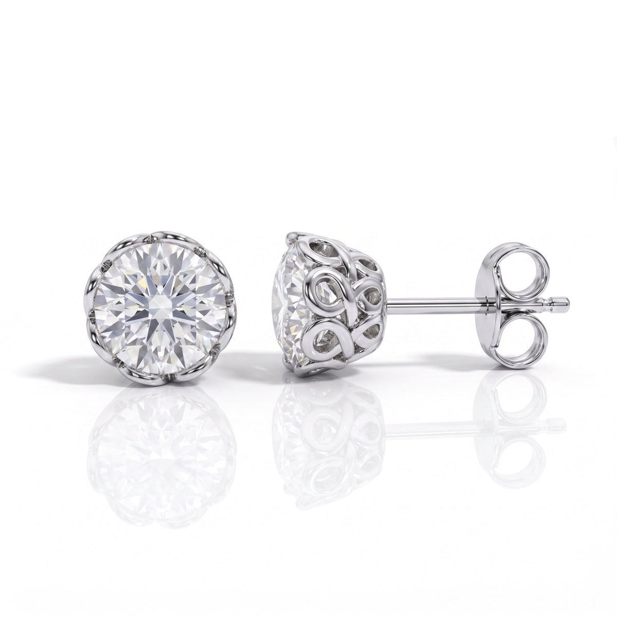 The Majesty - Round Brilliant Cut Moissanite Earrings