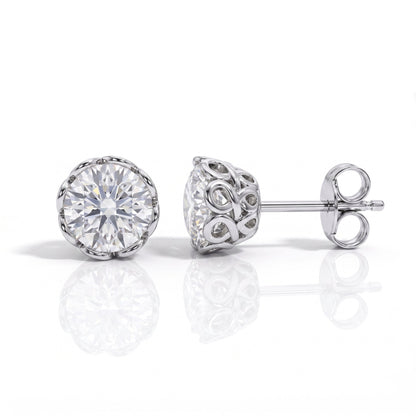 The Majesty - Round Brilliant Cut Moissanite Earrings