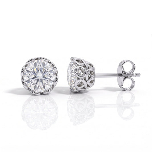 The Majesty - Round Brilliant Cut Moissanite Earrings
