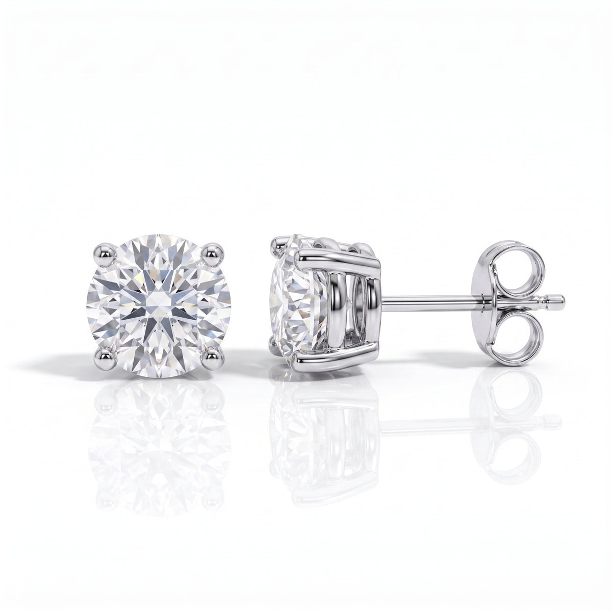 The Scarlett - Round Brilliant Cut Moissanite Earrings with 10k Gold Posts