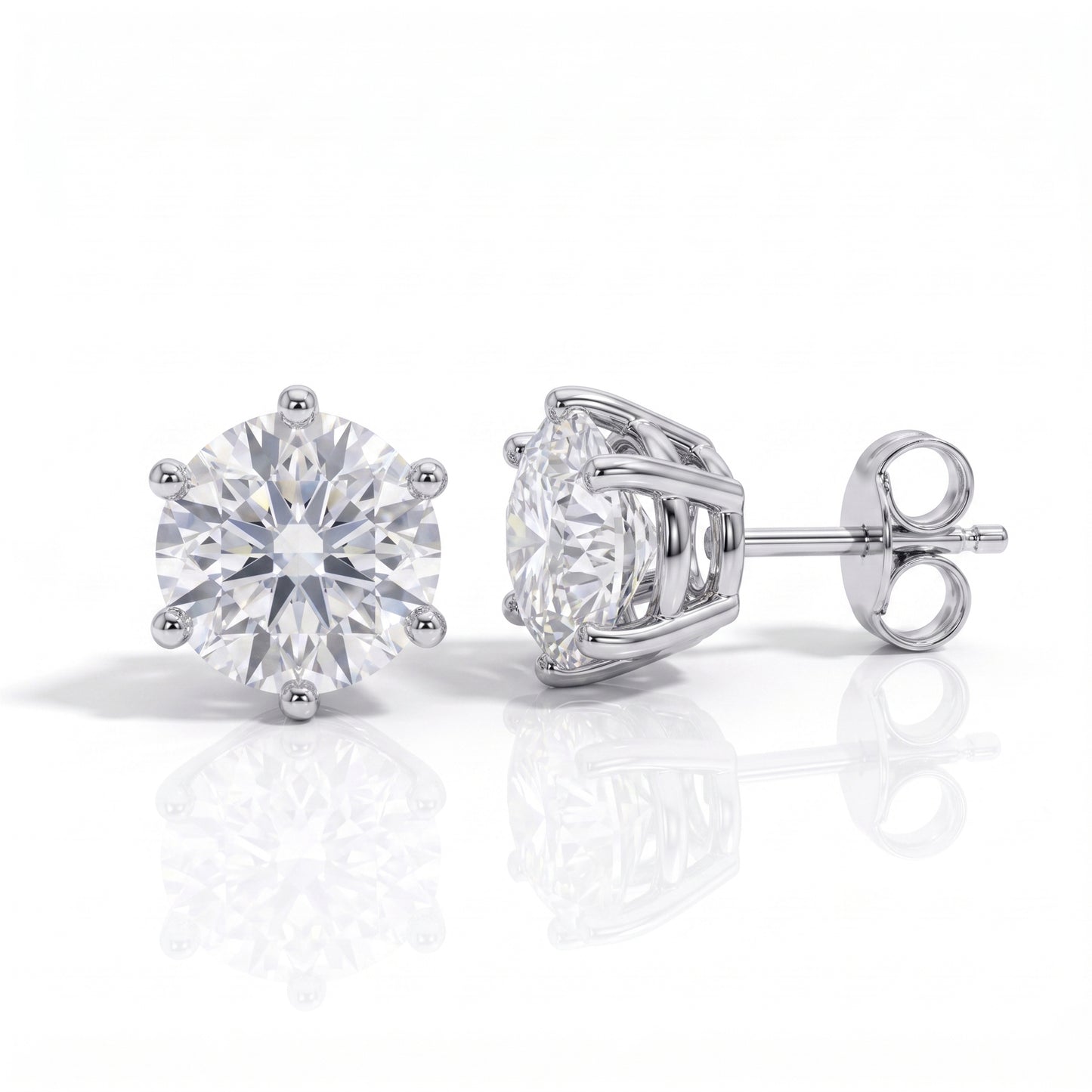The Mary - Solitaire 6-Prong Moissanite Earrings