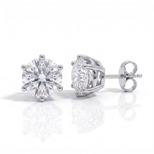 The Mary - Solitaire 6-Prong Moissanite Earrings