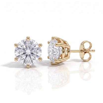 The Mary - Solitaire 6-Prong Moissanite Earrings