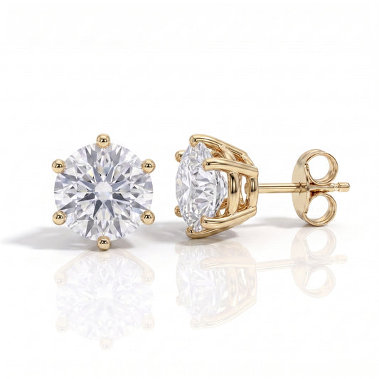 The Mary - Solitaire 6-Prong Moissanite Earrings