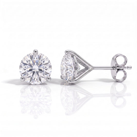 The Lillian - Solitaire 3-Prong Moissanite Earrings