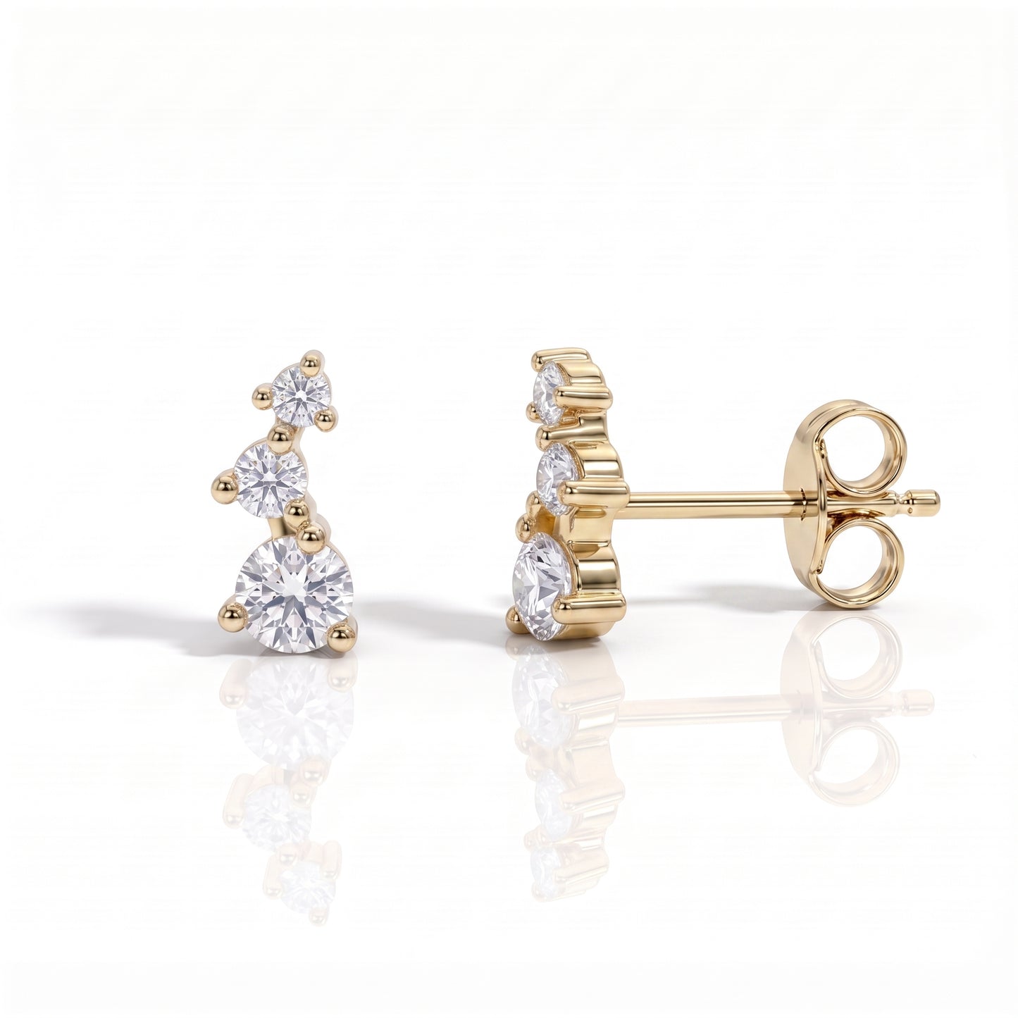 The Trilogy - Round Brilliant Cut Moissanite Earrings