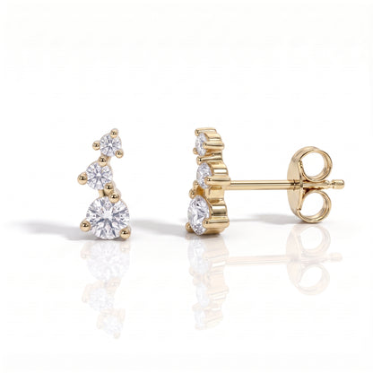 The Trilogy - Round Brilliant Cut Moissanite Earrings