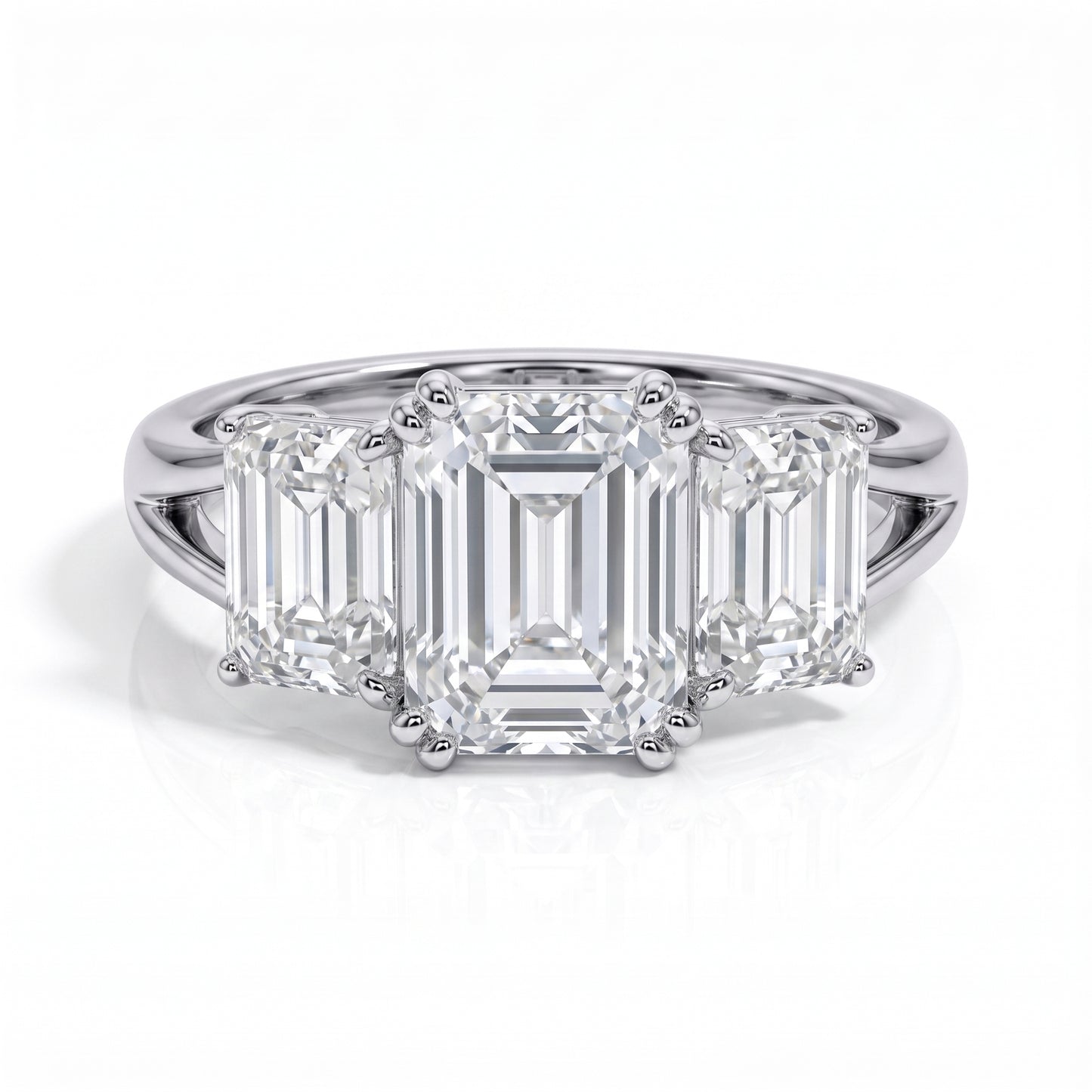 The Ava - Emerald Cut Three-Stone Moissanite Ring