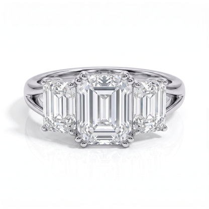 The Ava - Emerald Cut Three-Stone Moissanite Ring