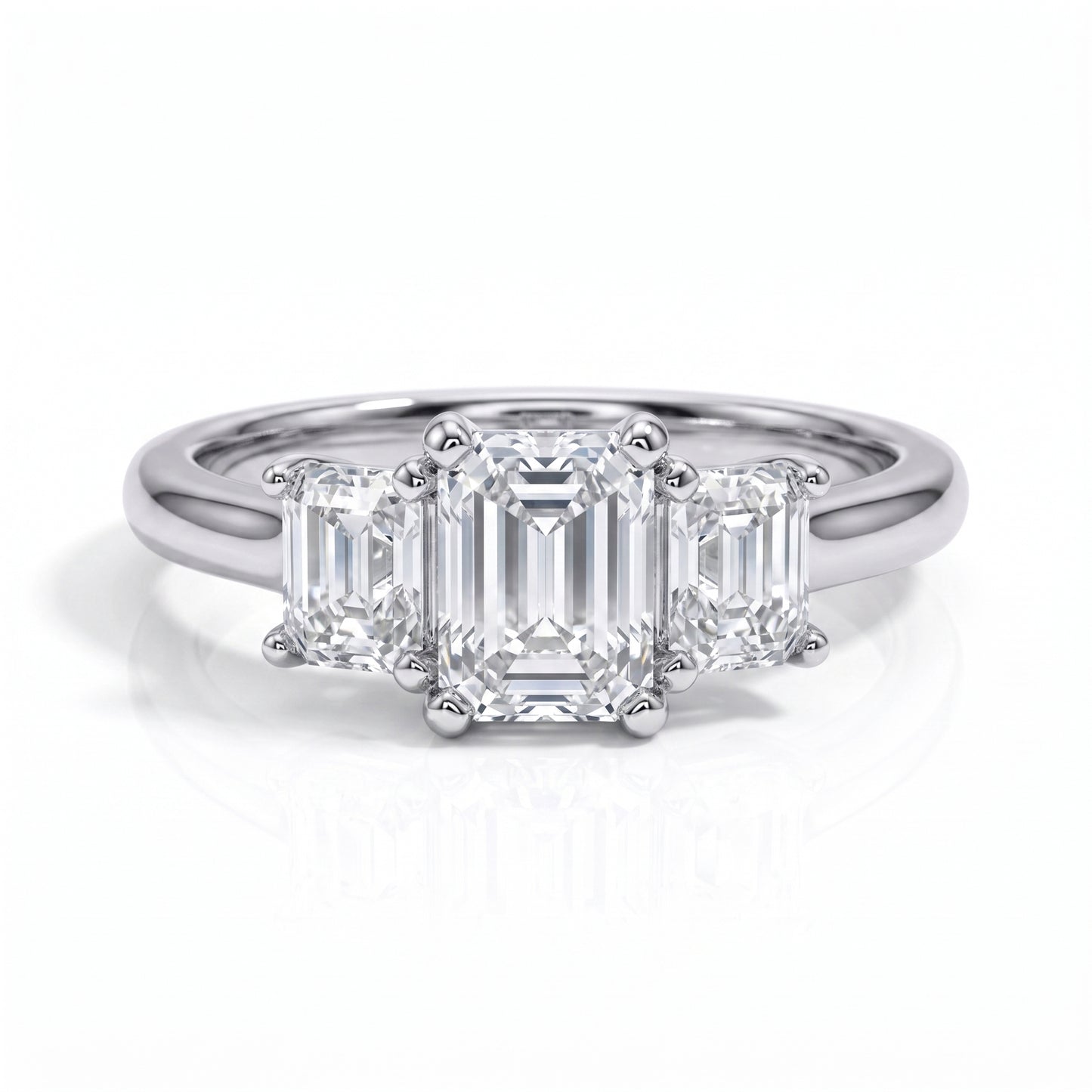 The Chloe - Emerald Cut Three-Stone Moissanite Ring