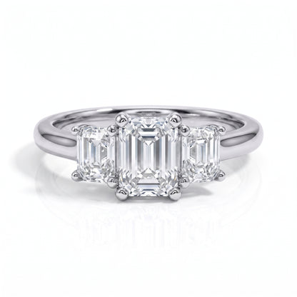 The Chloe - Emerald Cut Three-Stone Moissanite Ring