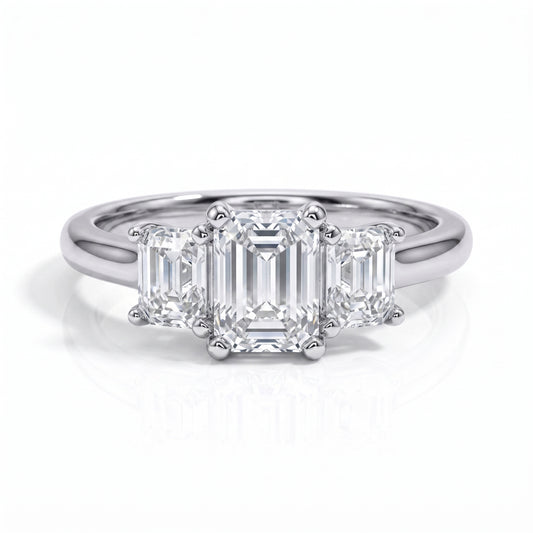 The Chloe - Emerald Cut Three-Stone Moissanite Ring