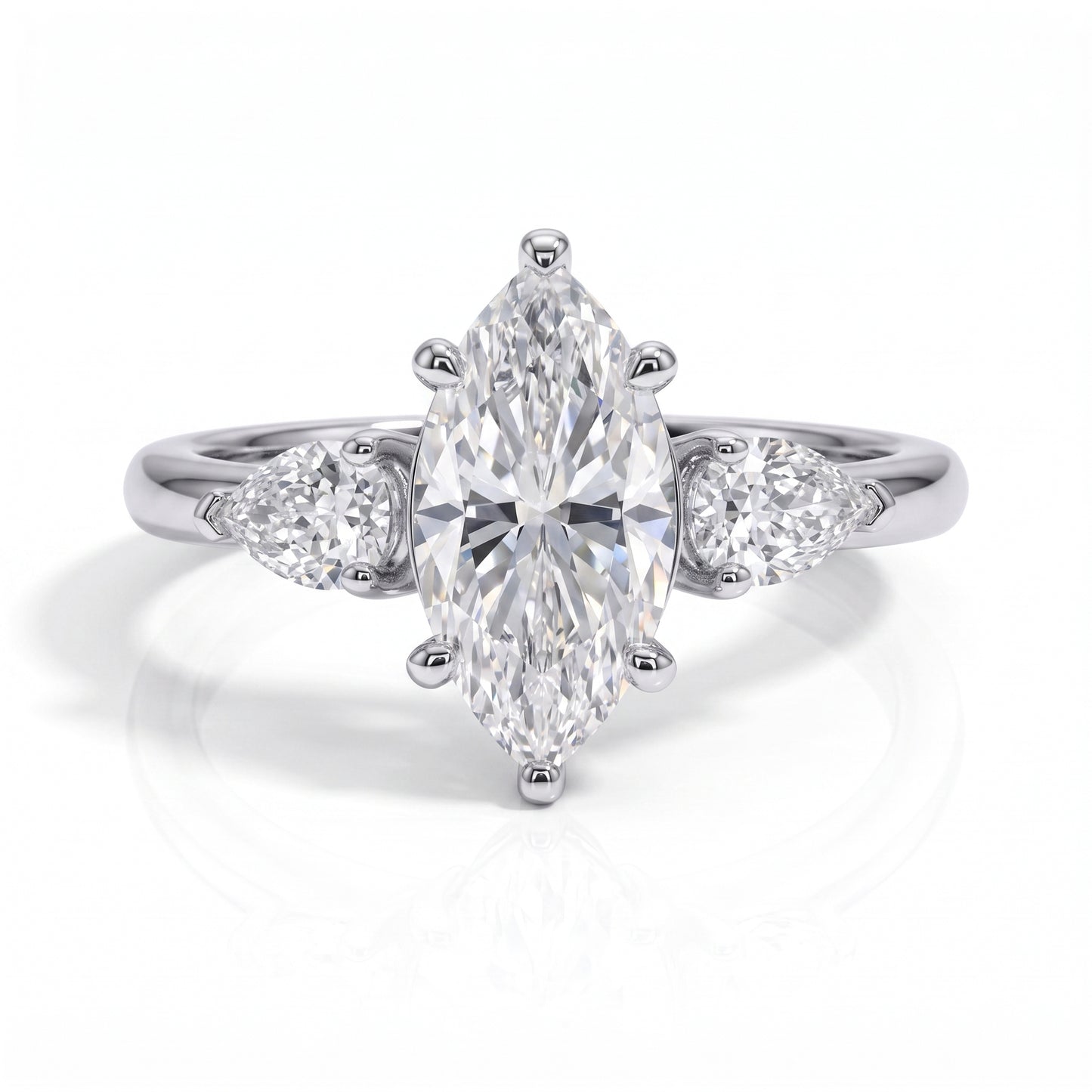 The Madison - Marquise & Pear Three-Stone Moissanite Ring