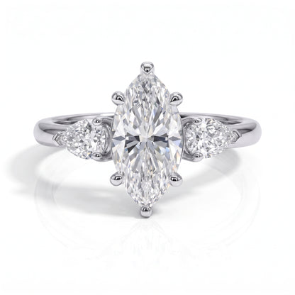 The Madison - Marquise & Pear Three-Stone Moissanite Ring