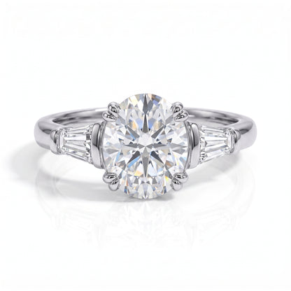 The Sophie - Oval & Emerald Three-Stone Moissanite Ring
