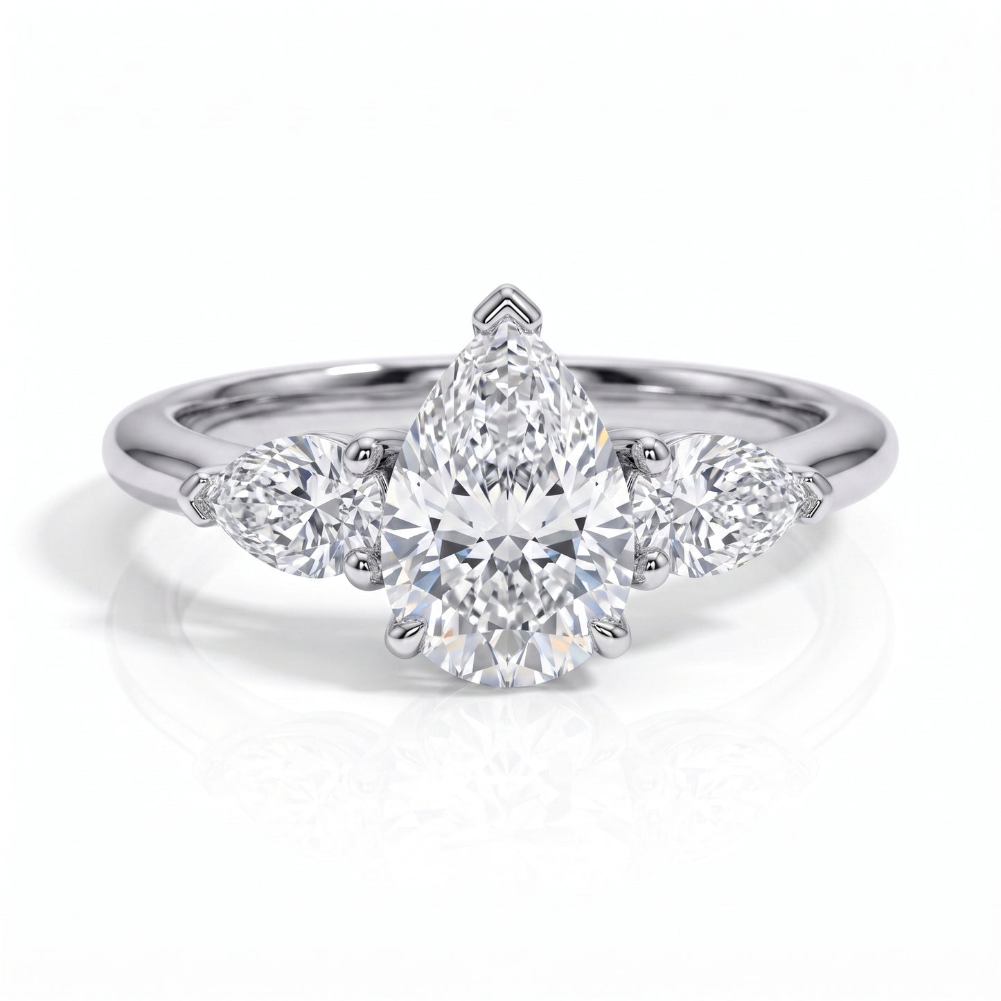 The Samantha - Pear Cut Three-Stone Moissanite Ring