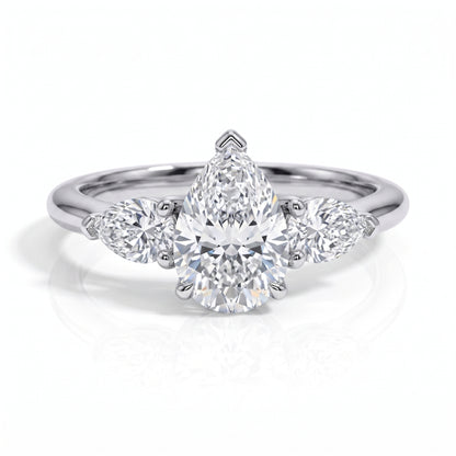 The Samantha - Pear Cut Three-Stone Moissanite Ring