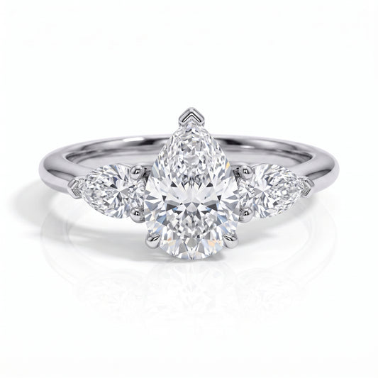 The Samantha - Pear Cut Three-Stone Moissanite Ring