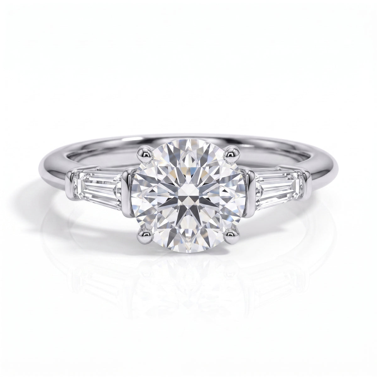 The Charmed - Round & Emerald Three-Stone Moissanite Ring