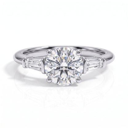 The Charmed - Round & Emerald Three-Stone Moissanite Ring