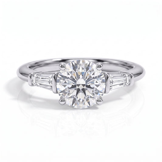 The Charmed - Round & Emerald Three-Stone Moissanite Ring