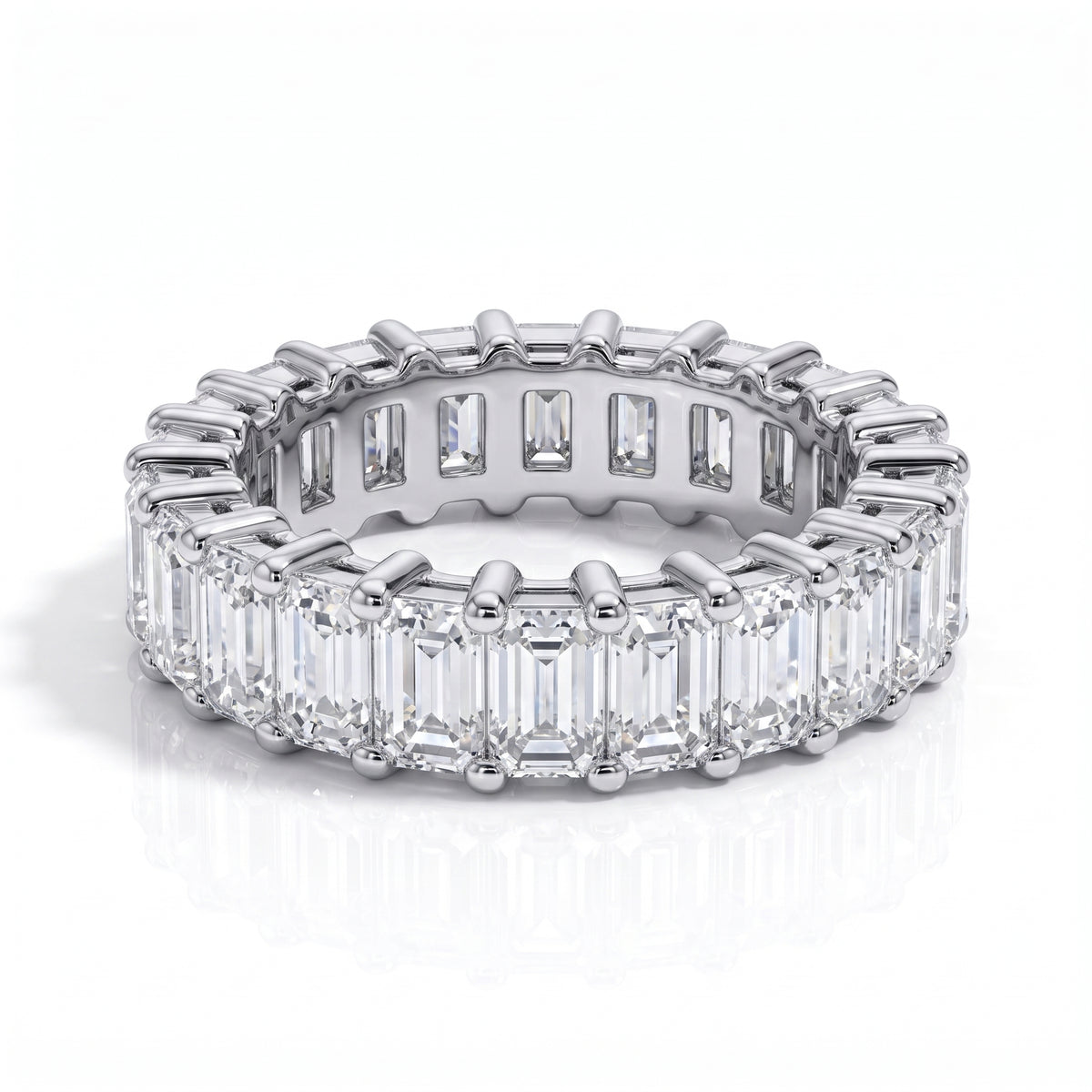 The Aurora - Emerald Cut Moissanite Wedding Band